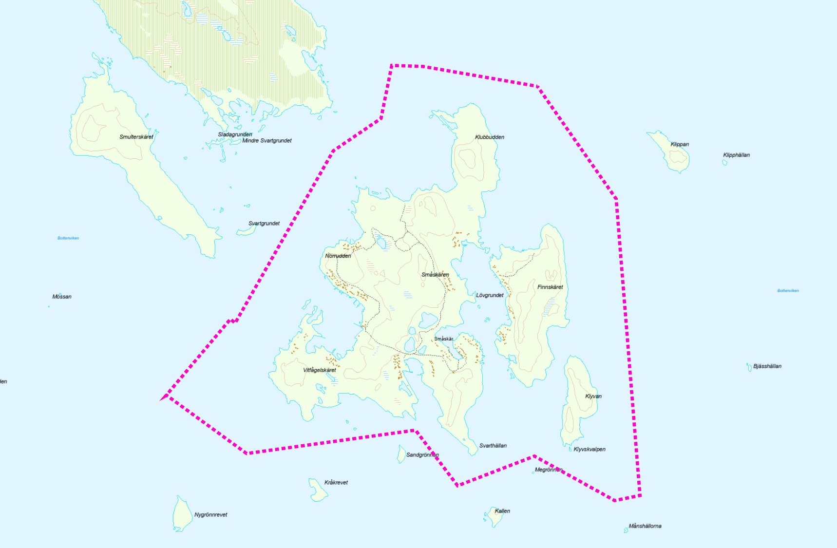 Karta över naturreservatet Småskär