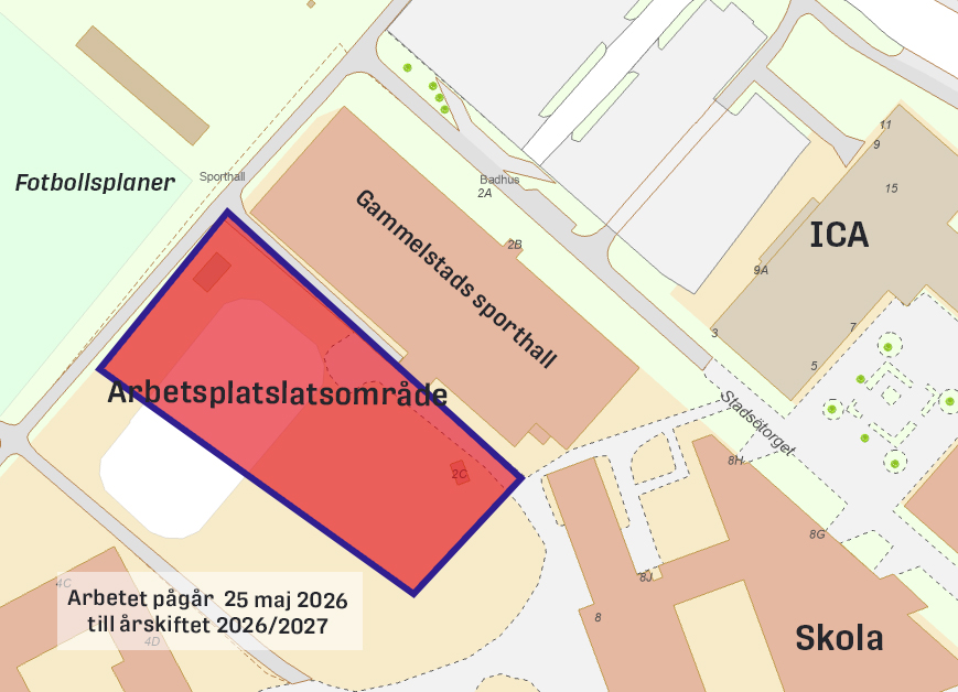 Arbetsplatsområde sporthall Gammelstad